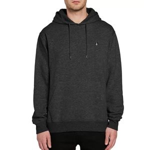 Volcom Foreman Drawstring Pullover Fleece Black Hoodie Size Small